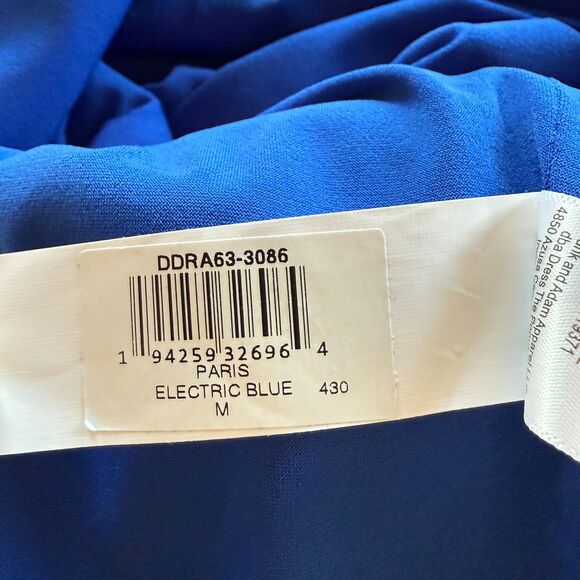 NWT Dress the Population Paris Ruffle Strappy or Strapless Gown in Electric Blue - Picture 11 of 14